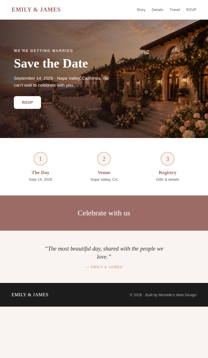 Wedding website design concept